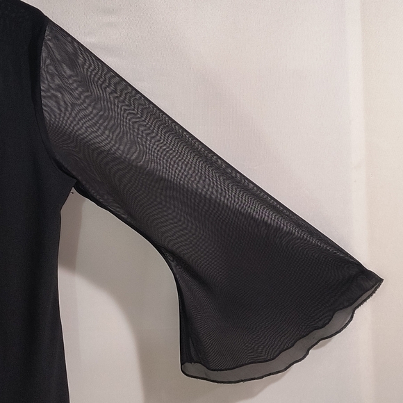 Sweet Tiger Women's Medium Black Long Sleeve Blouse W/Necklace - Picture 5 of 12